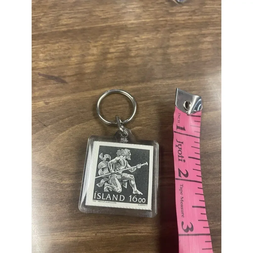 Vintage Iceland Stamp Keychain Island 1600 Postphil Reykjavik Souvenir